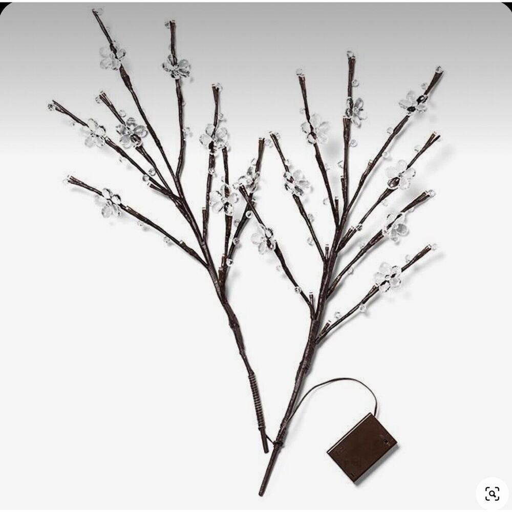 Avon Light Up LED Lighted Branches Pack Clear White Floral W/ Beads 24in NEW